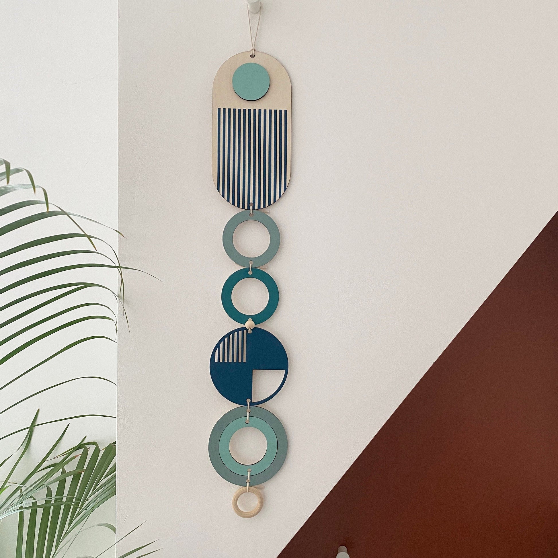 Blue Geometric Wall Art Handmade Modern Home Decor