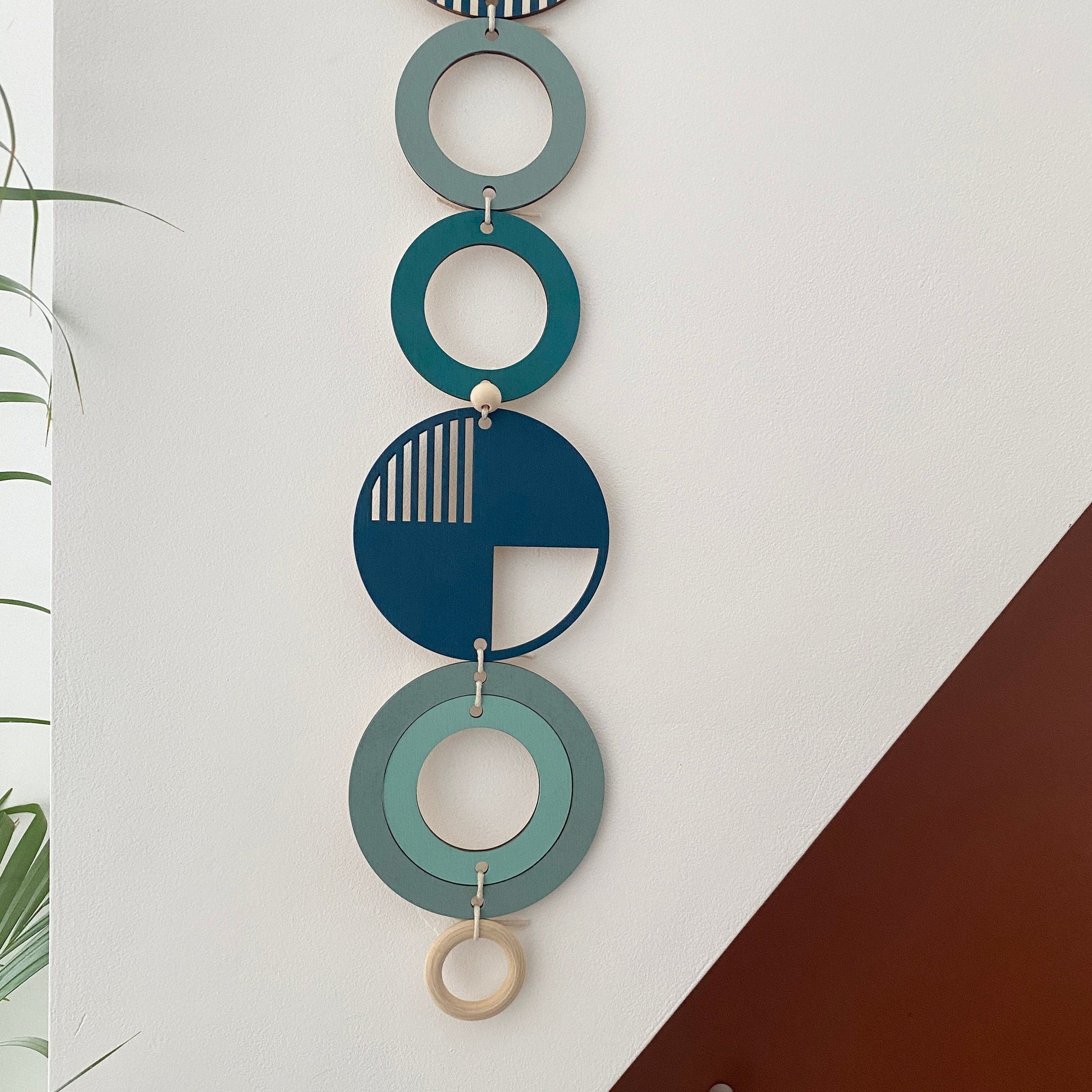 Blue Geometric Wall Art Handmade Modern Home Decor