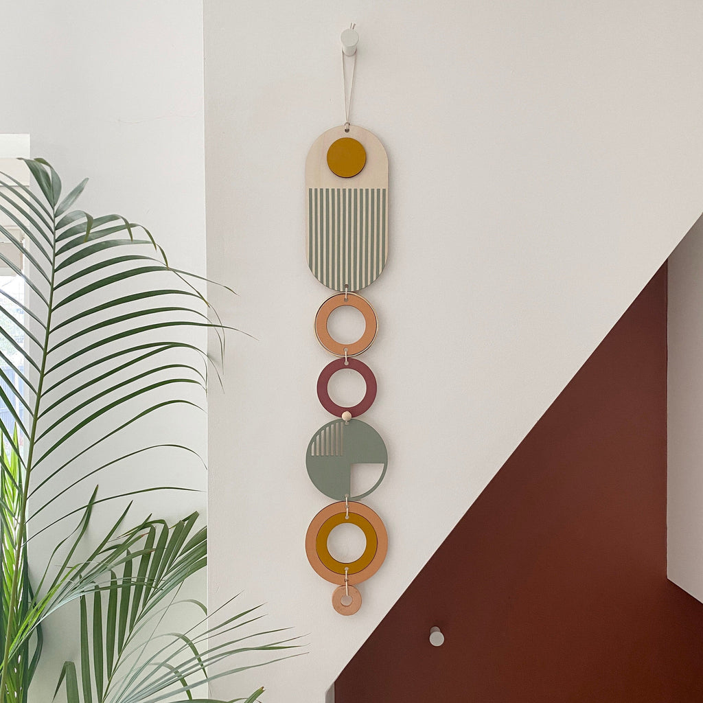 Muted Geometric Wall Art Modern Minimal Home Decor Slim Line Hanging