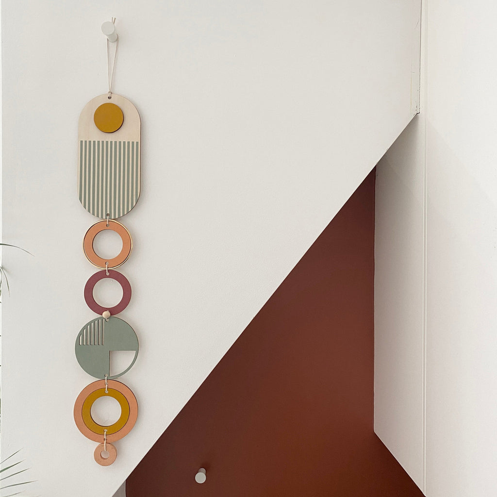 Muted Geometric Wall Art Modern Minimal Home Decor Slim Line Hanging