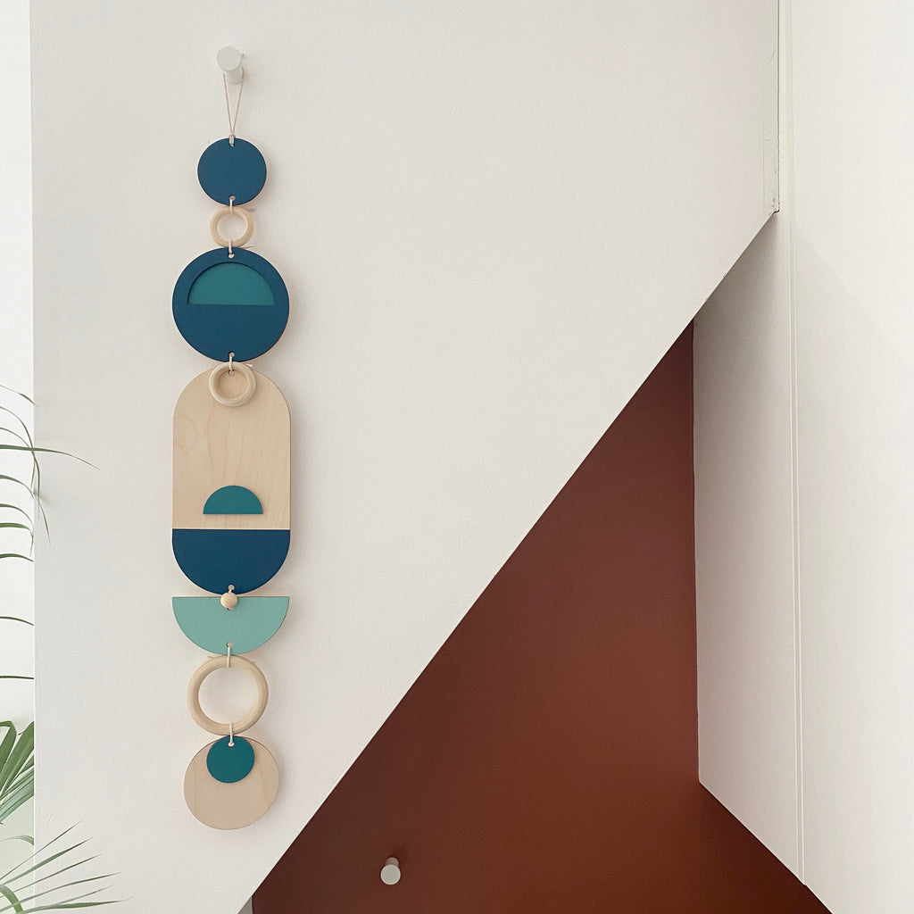 Blue Geometric Wall Art Modern Minimal Home Decor