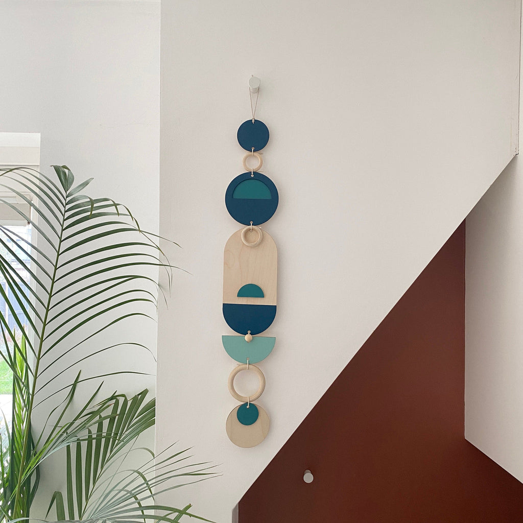 Blue Geometric Wall Art Modern Minimal Home Decor