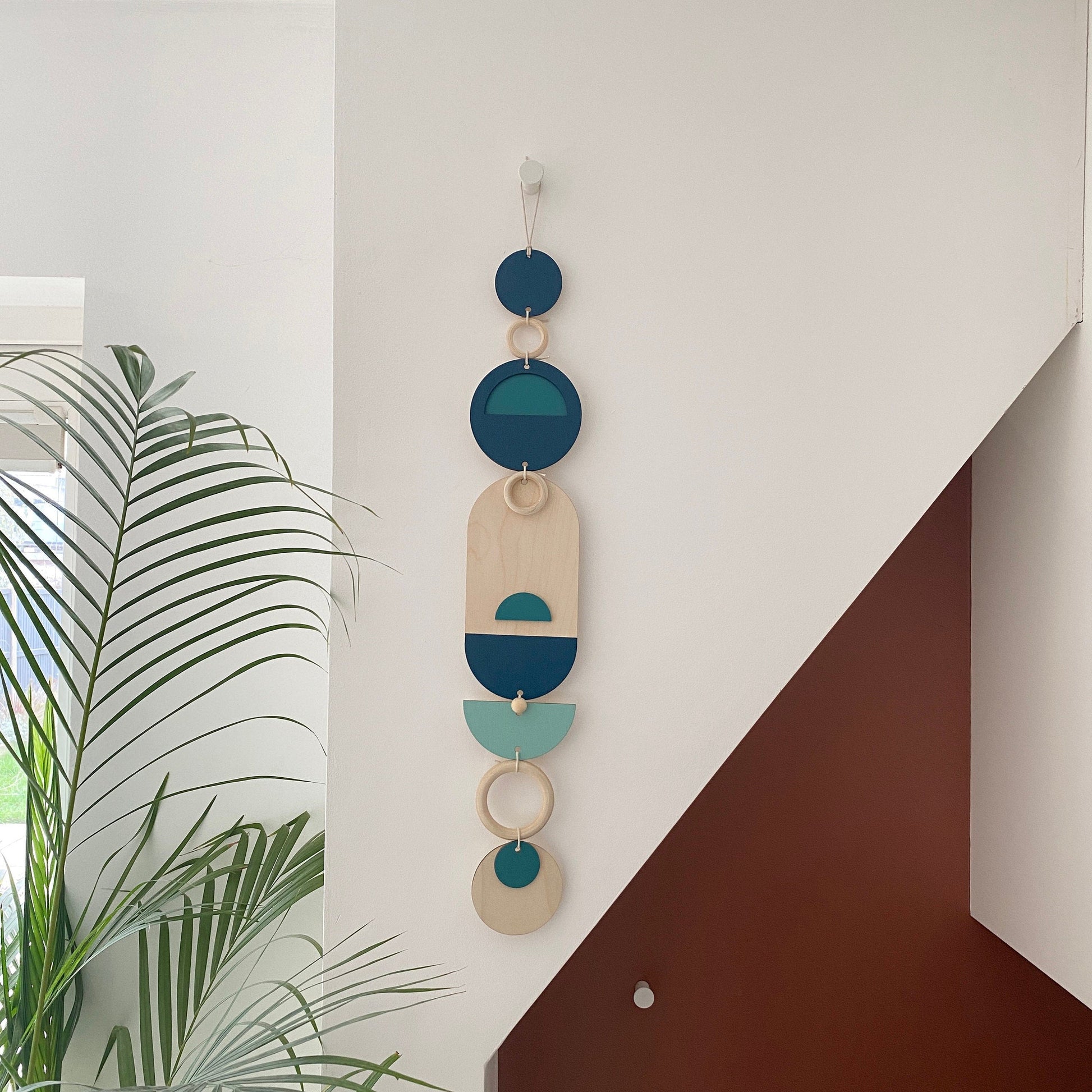 Blue Geometric Wall Art Modern Minimal Home Decor