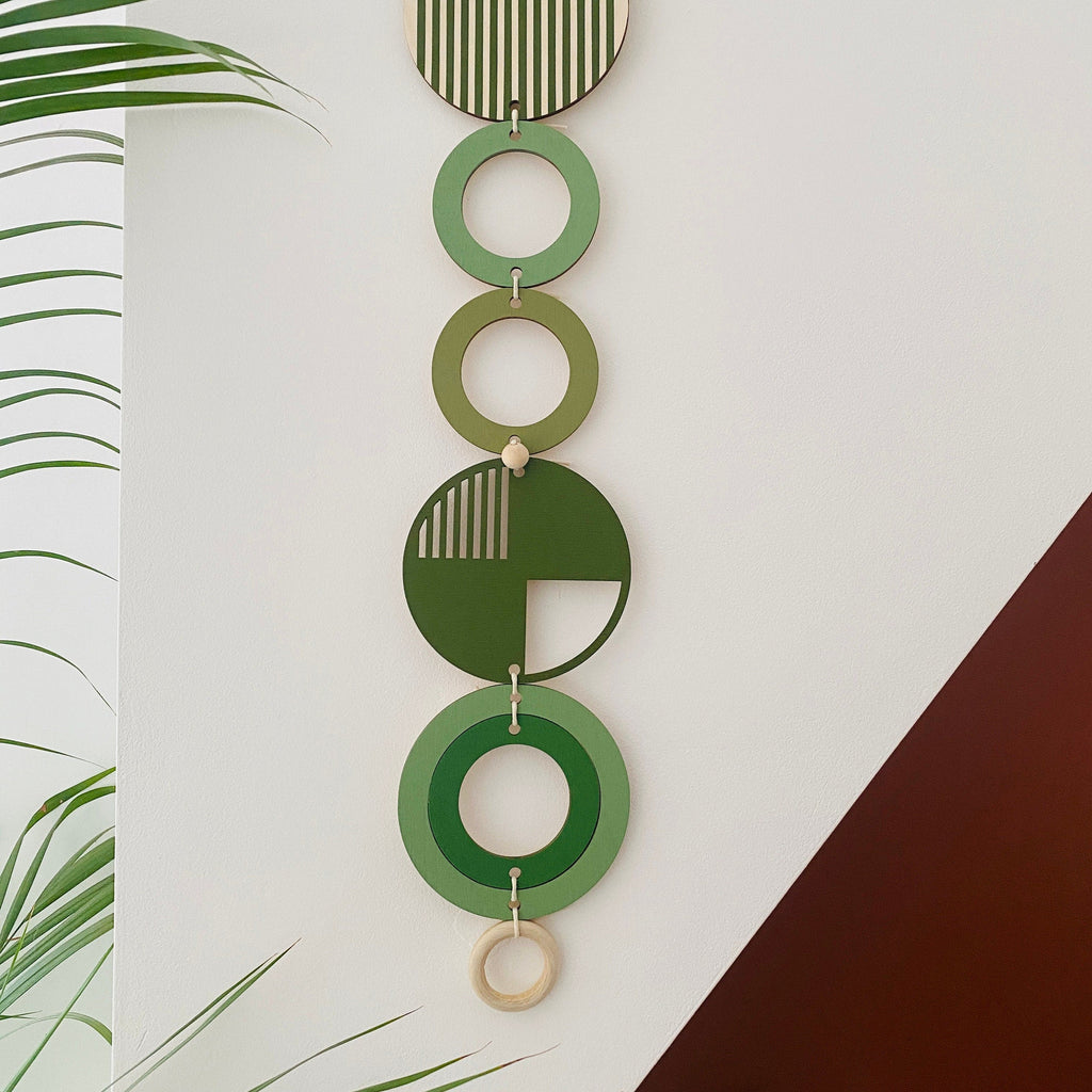 Green Modern Wall Art Wood Hanging Mid Century Decor