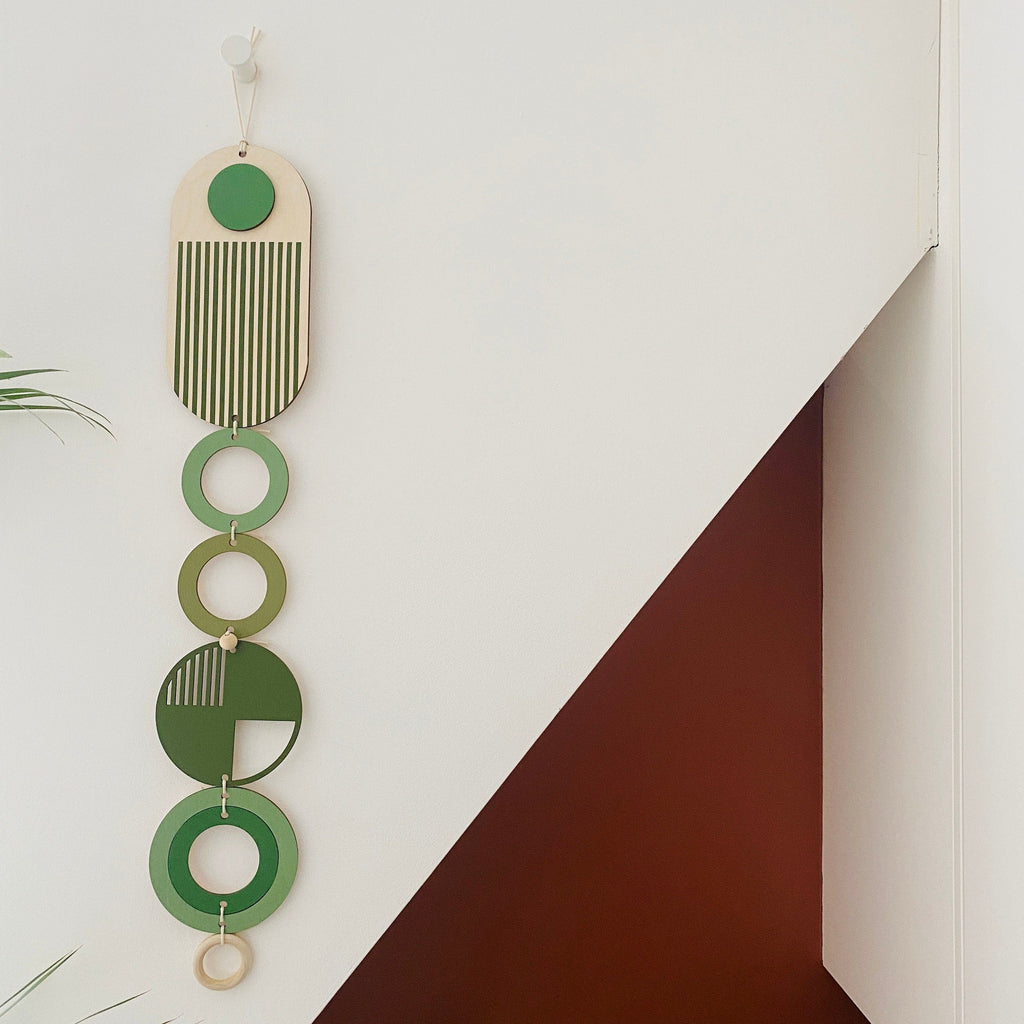 Green Modern Wall Art Wood Hanging Mid Century Decor