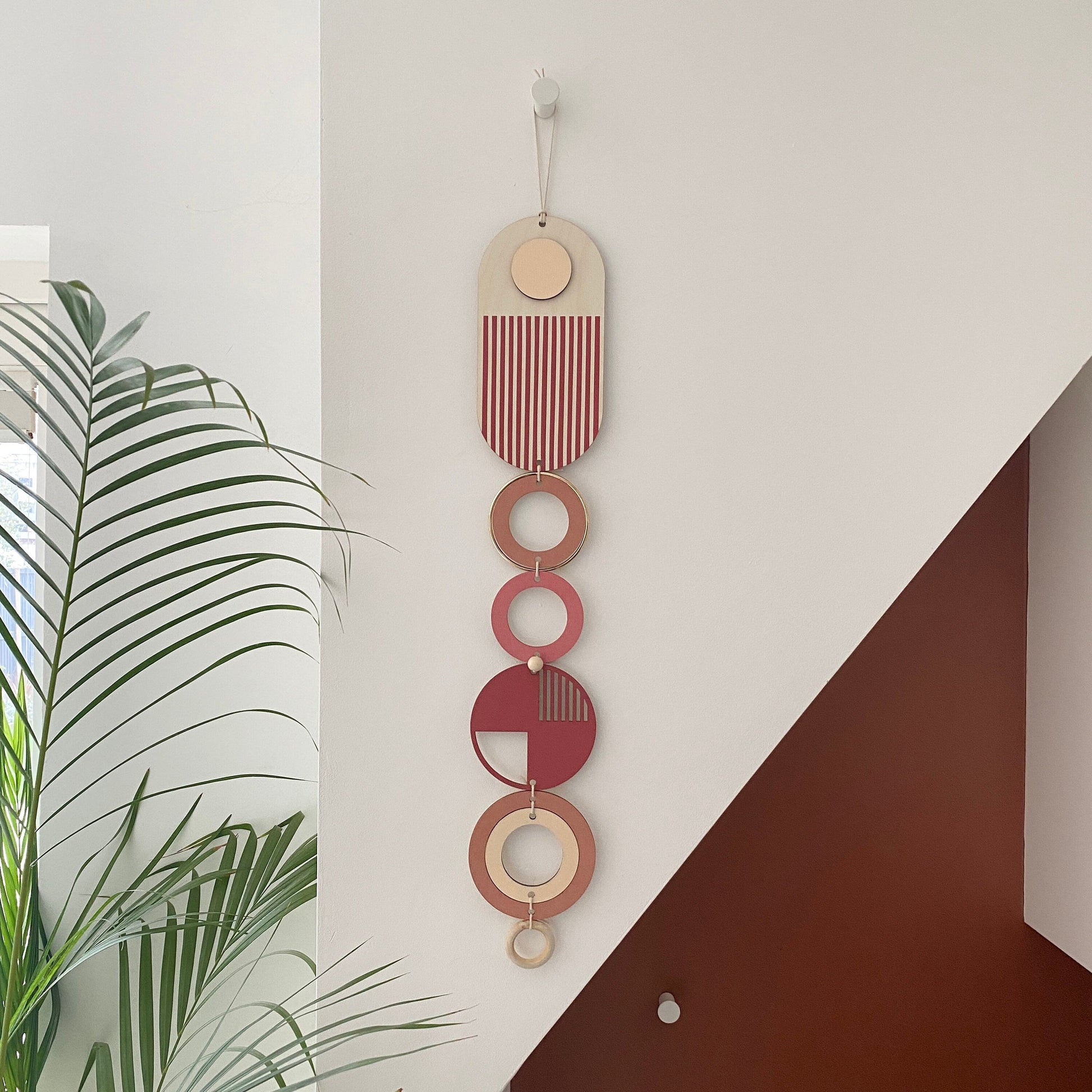 Pink and Gold Modern Wall Art Geometric Wooden Hanging