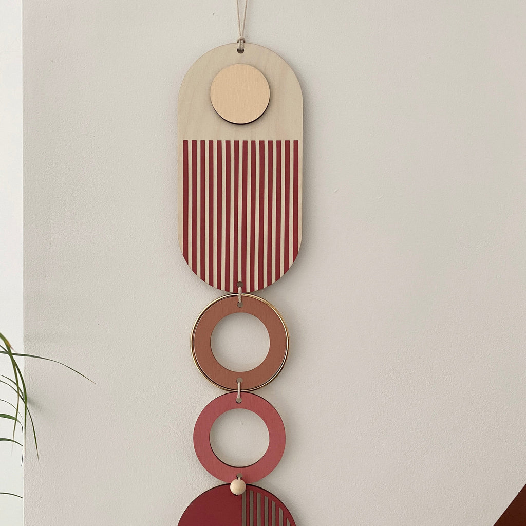 Pink and Gold Modern Wall Art Geometric Wooden Hanging