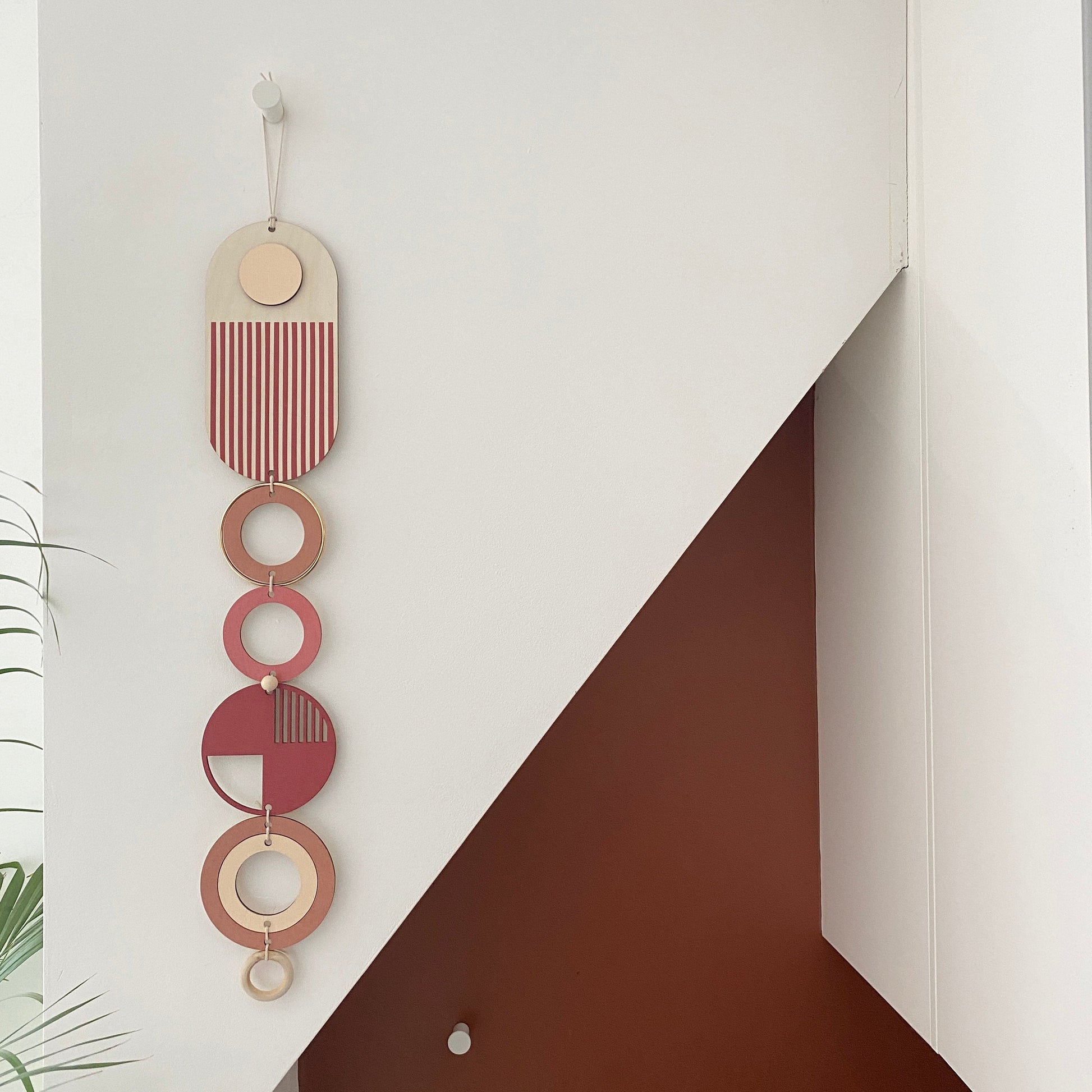 Pink and Gold Modern Wall Art Geometric Wooden Hanging