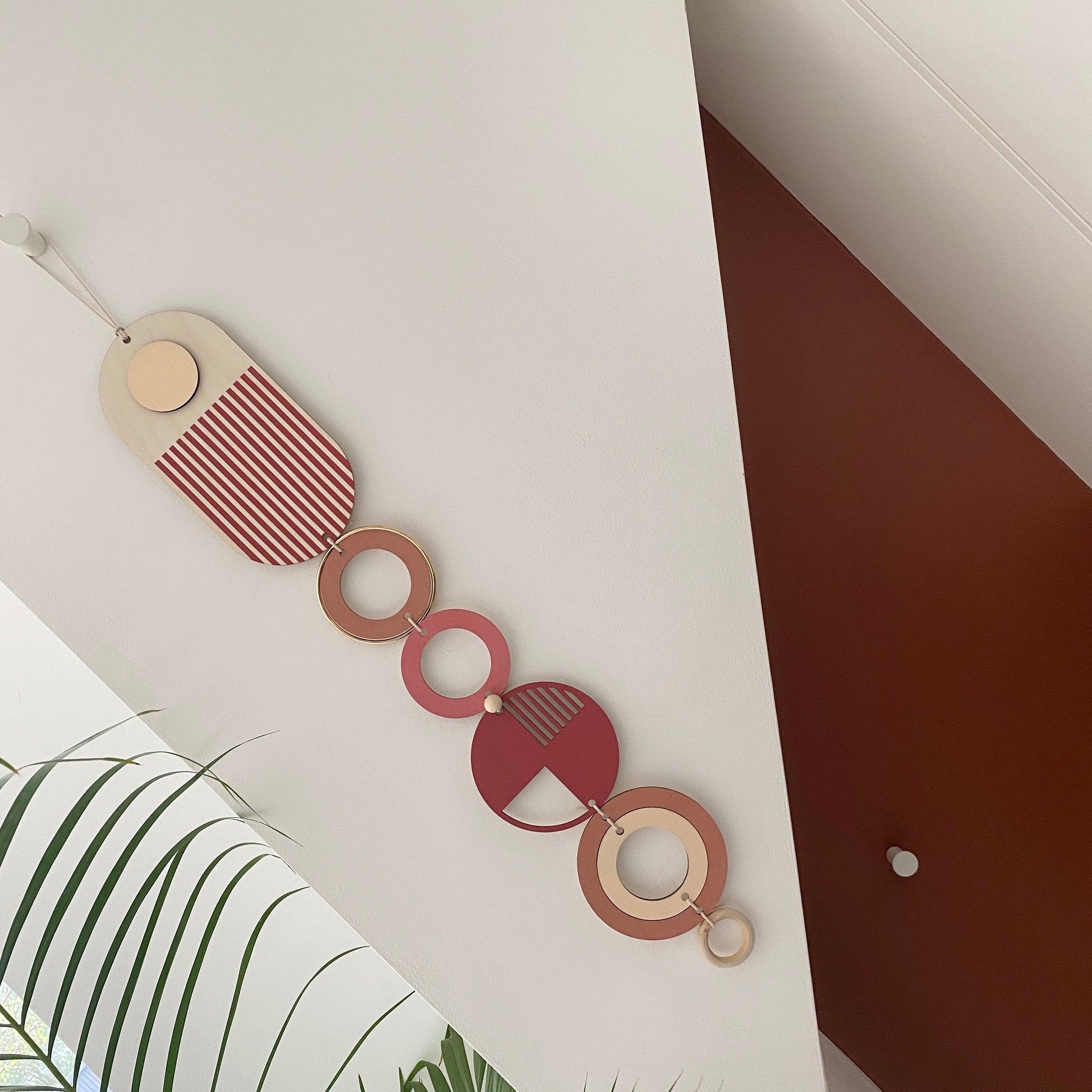 Pink and Gold Modern Wall Art Geometric Wooden Hanging