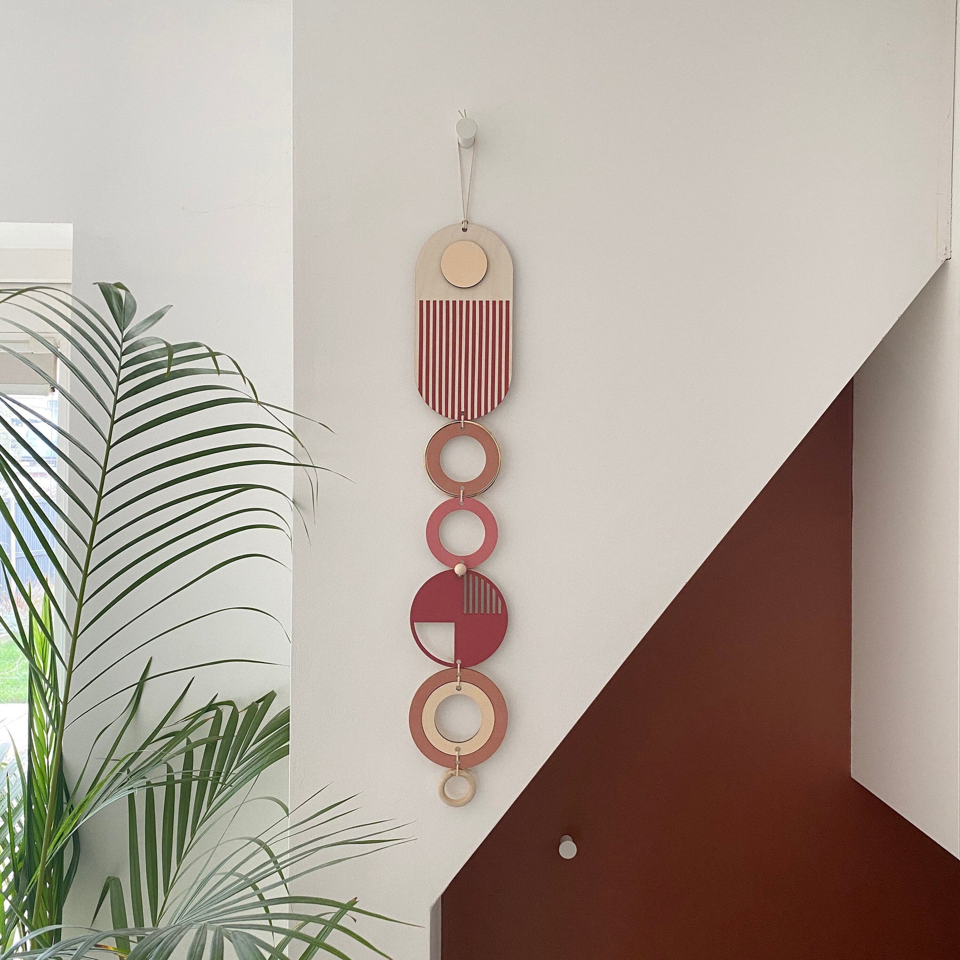 Pink and Gold Modern Wall Art Geometric Wooden Hanging