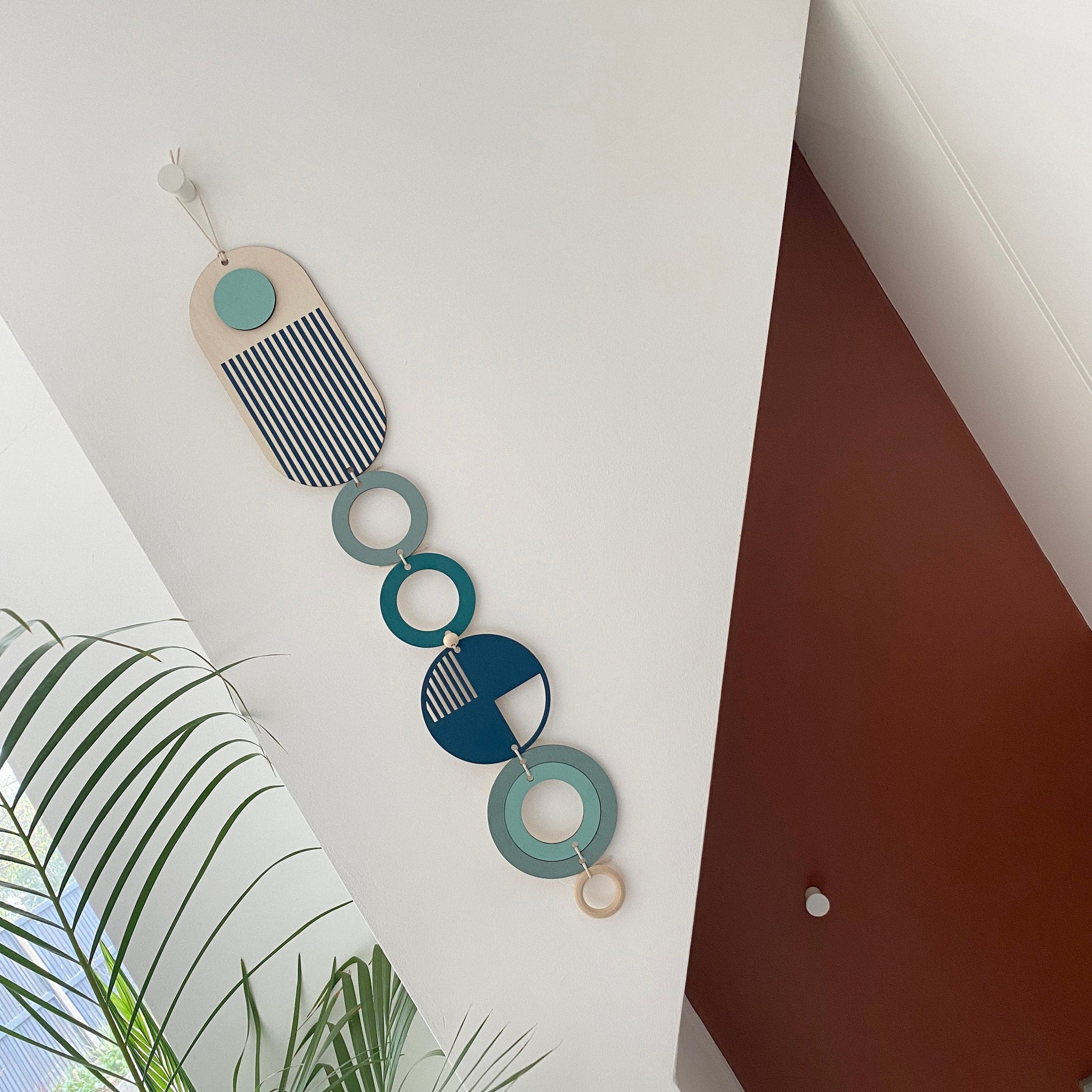 Blue Geometric Wall Art Handmade Modern Home Decor