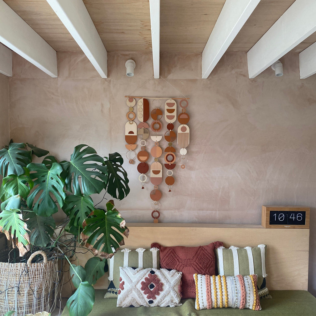 Large Modern Geometric Wall Art in Warm Tones