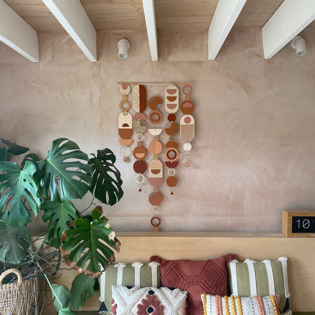 Large Modern Geometric Wall Art in Warm Tones