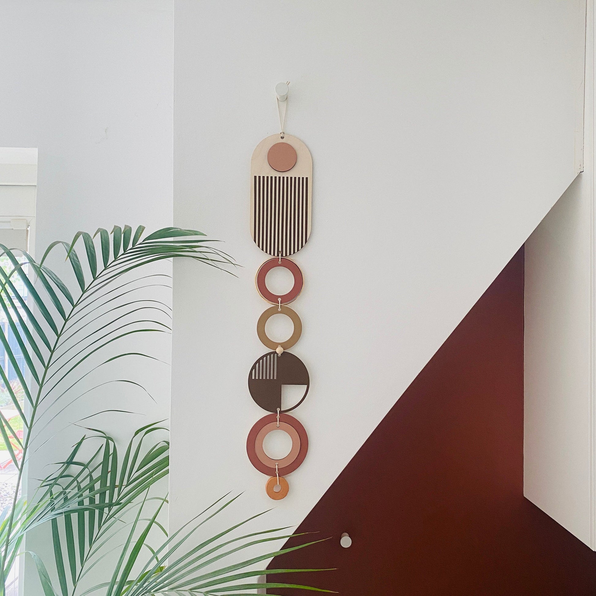 Brown Geometric Wall Art Modern Minimal Wooden Tapestry