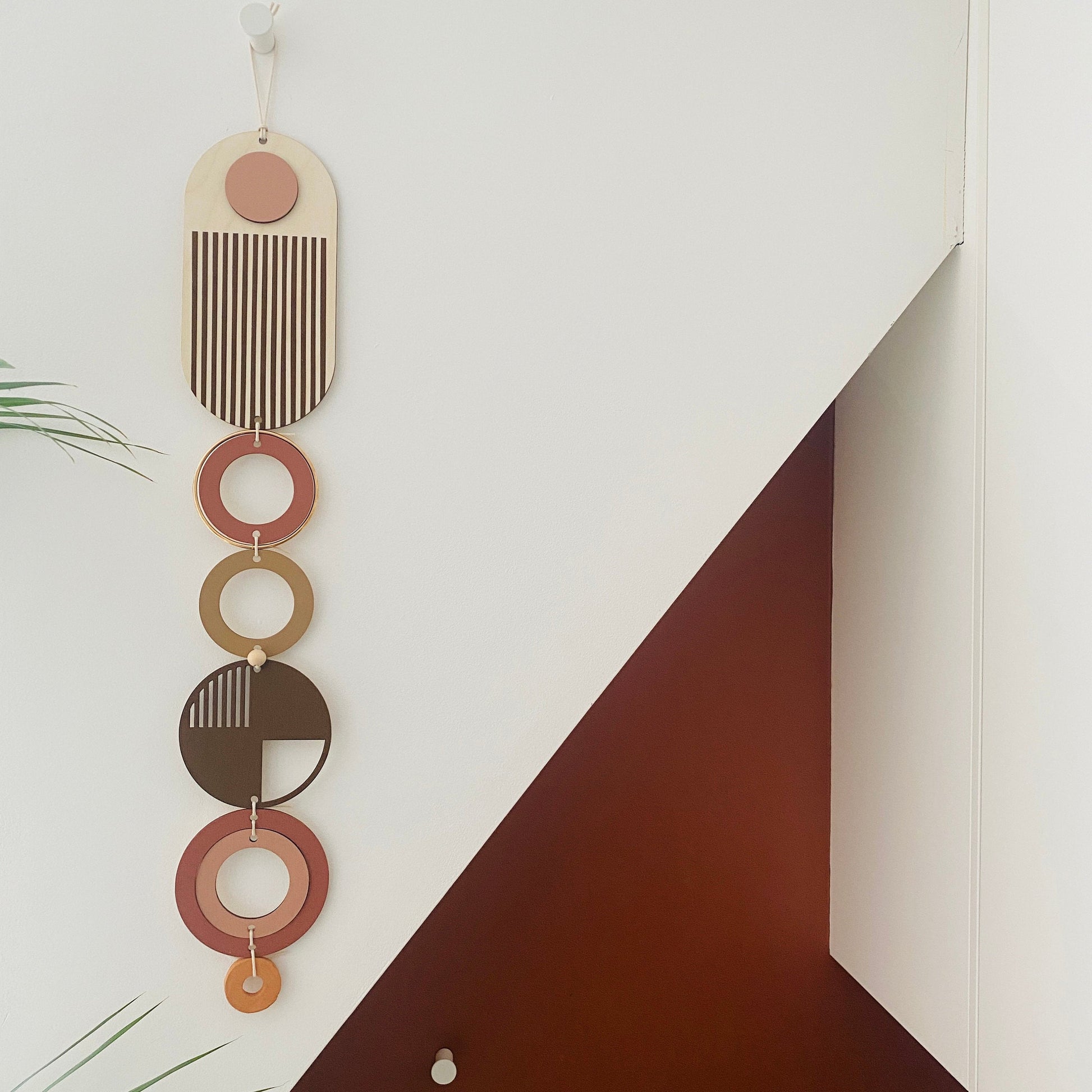 Brown Geometric Wall Art Modern Minimal Wooden Tapestry