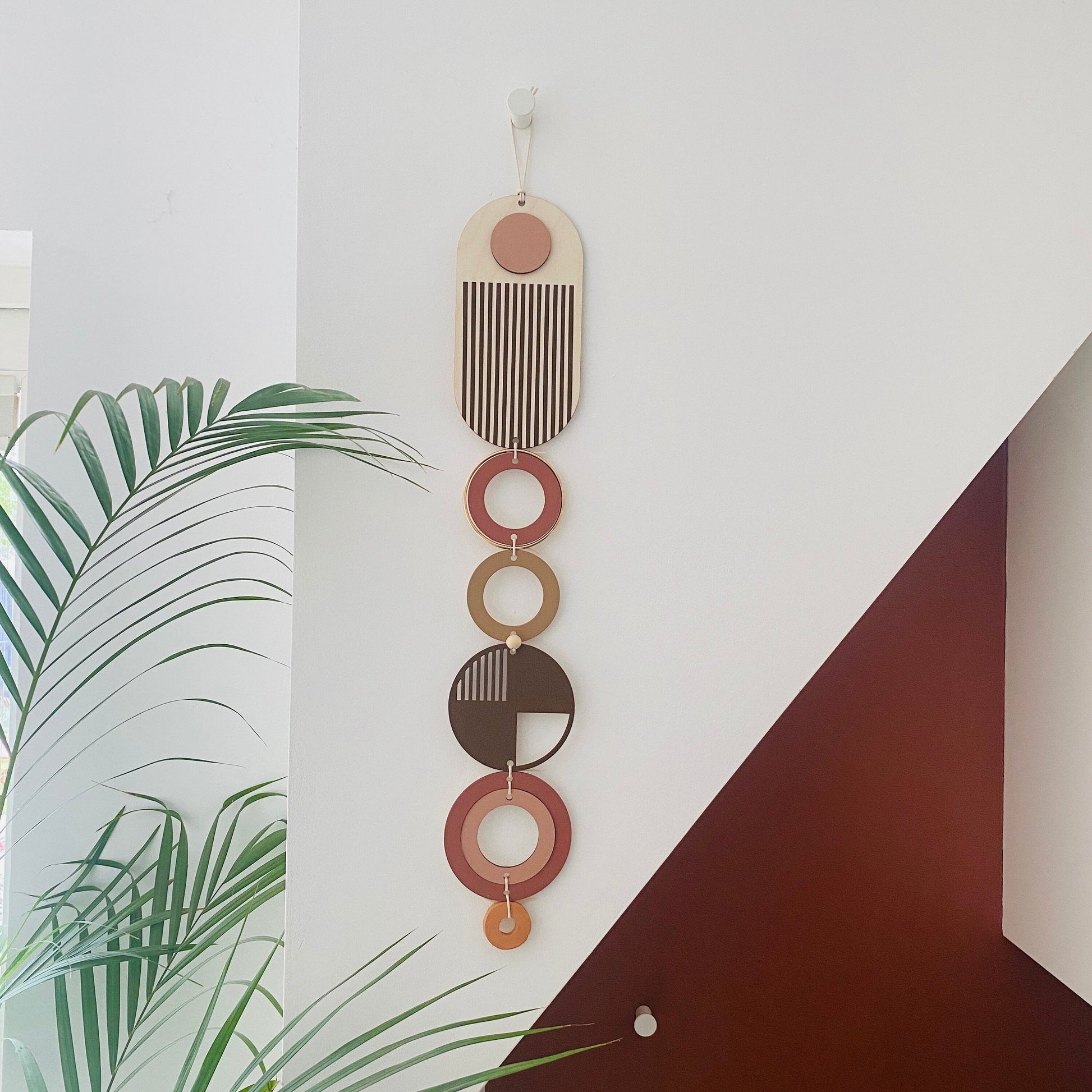 Brown Geometric Wall Art Modern Minimal Wooden Tapestry