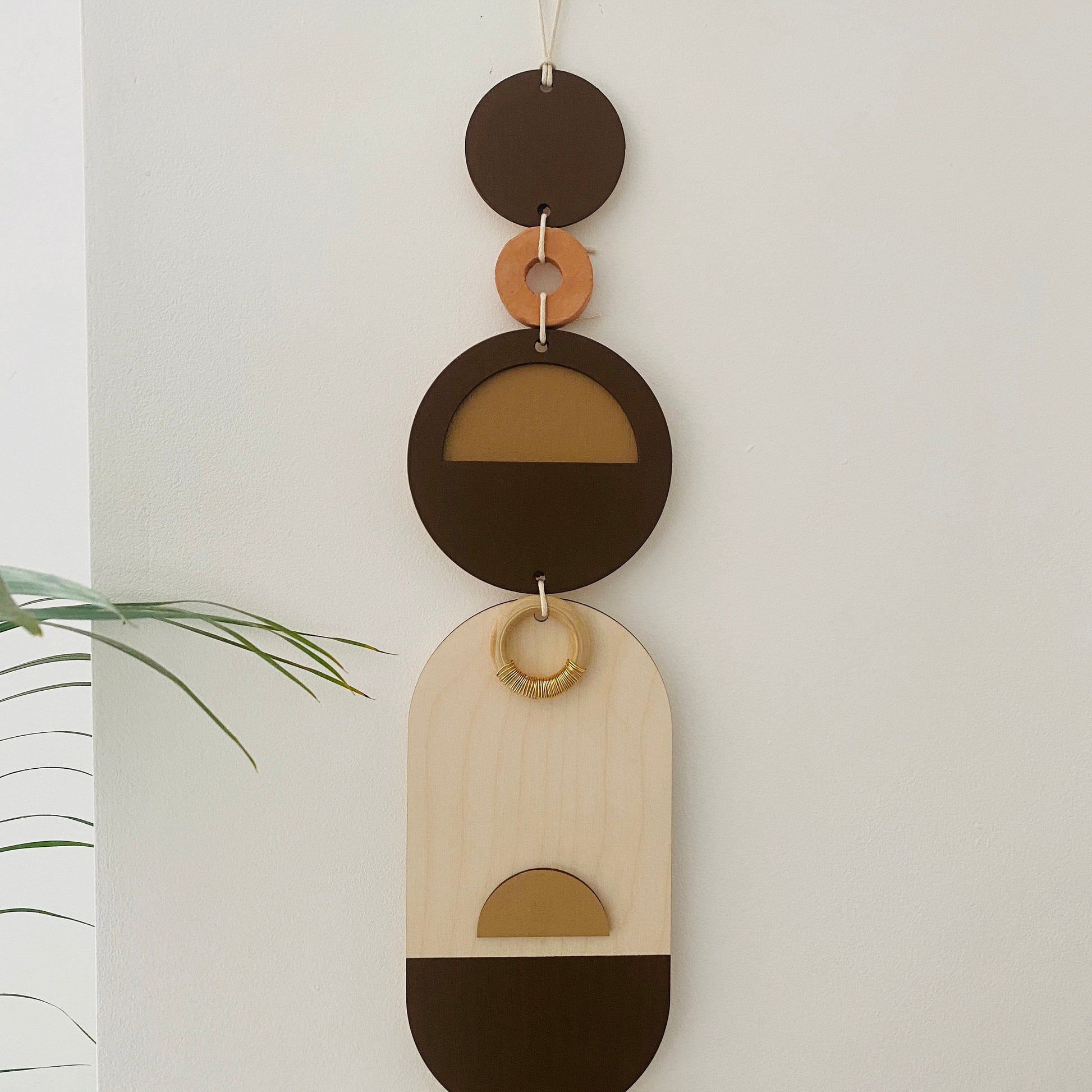 Brown Geometric Wall Art Modern Wooden Tapestry