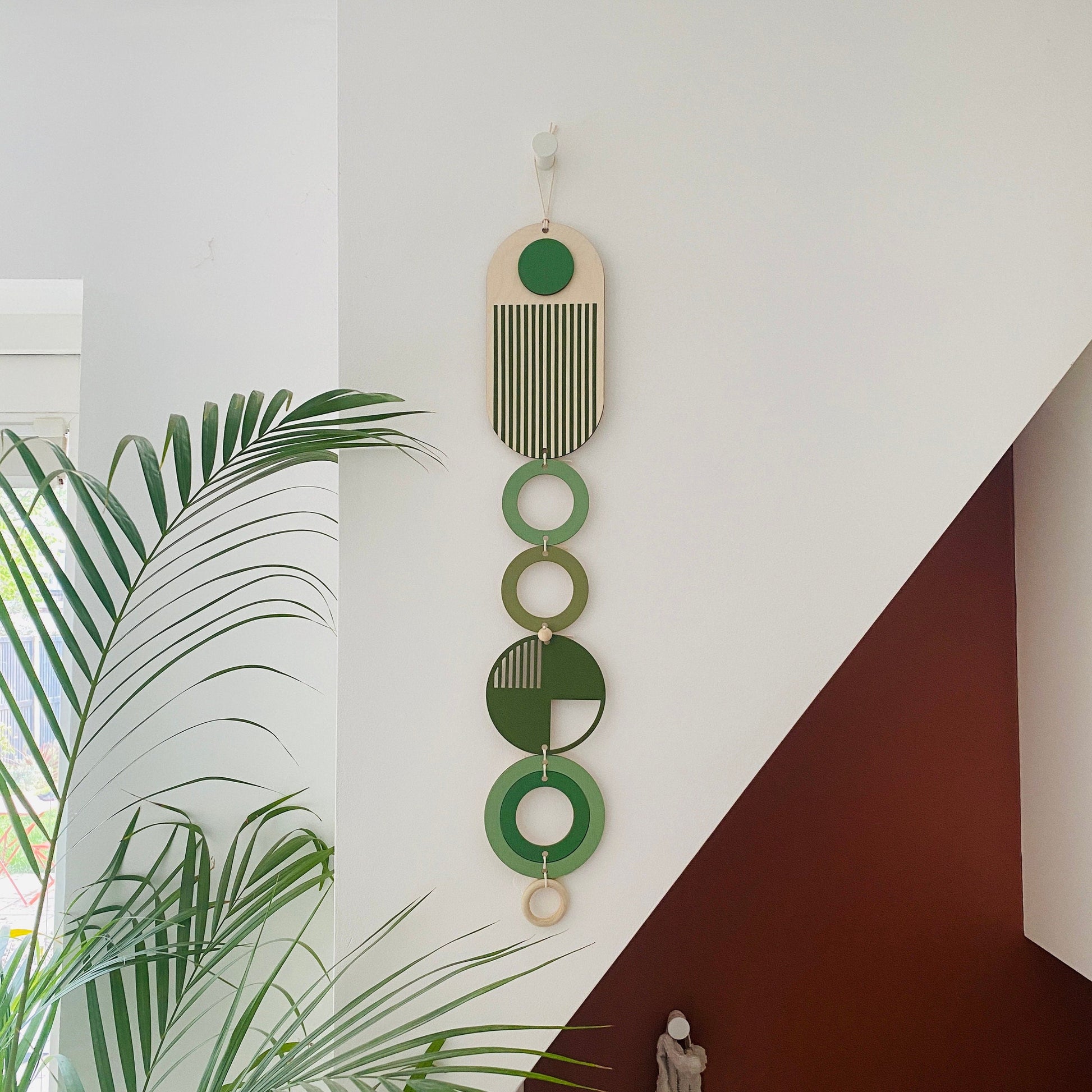 Green Modern Wall Art Wood Hanging Mid Century Decor