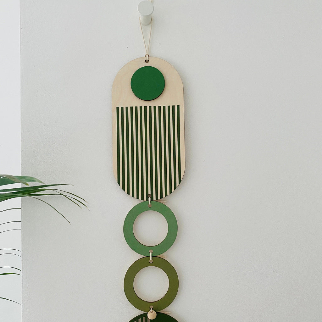 Green Modern Wall Art Wood Hanging Mid Century Decor