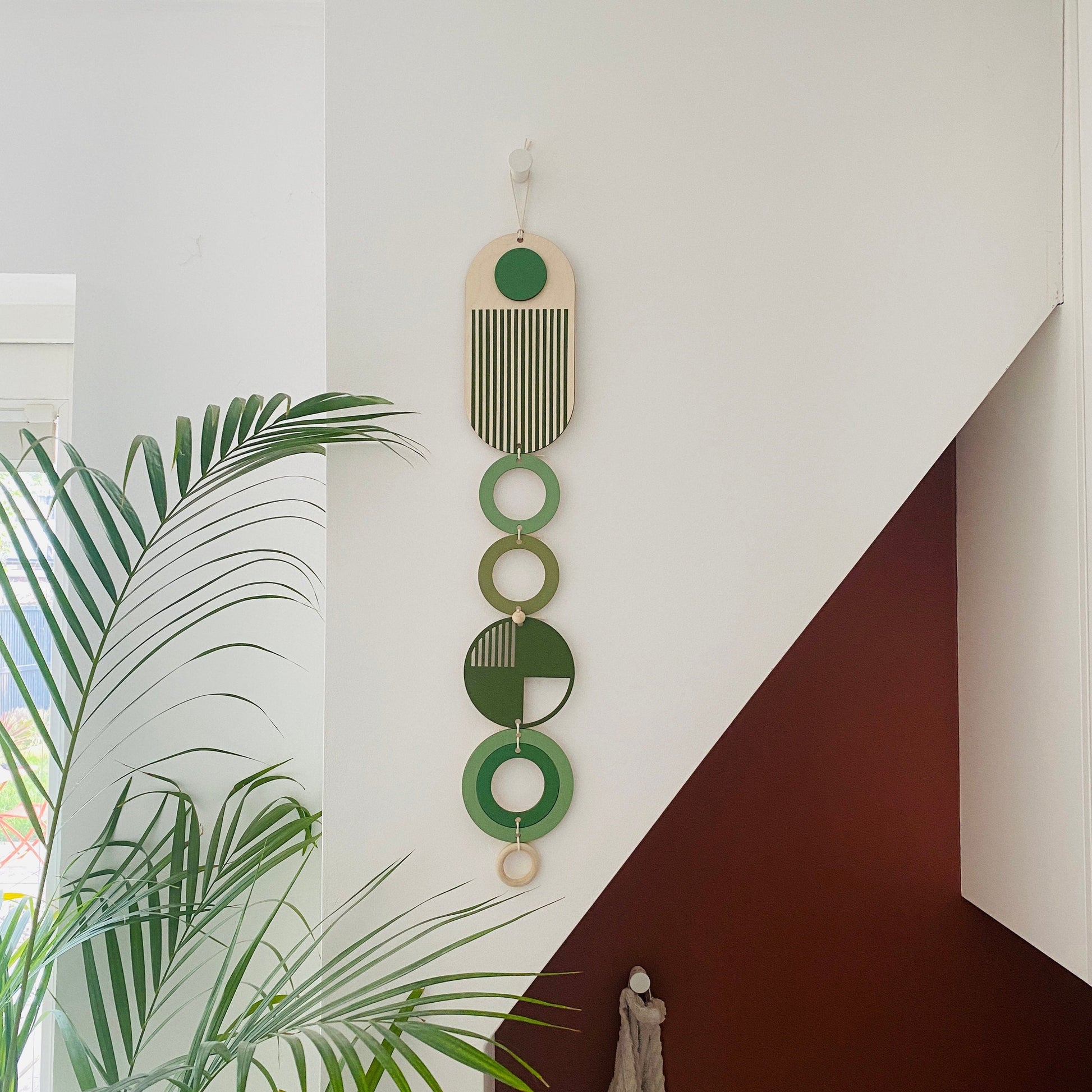 Green Modern Wall Art Wood Hanging Mid Century Decor