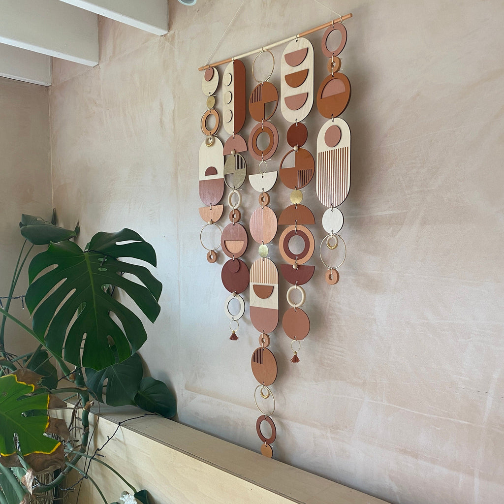 Large Modern Geometric Wall Art in Warm Tones