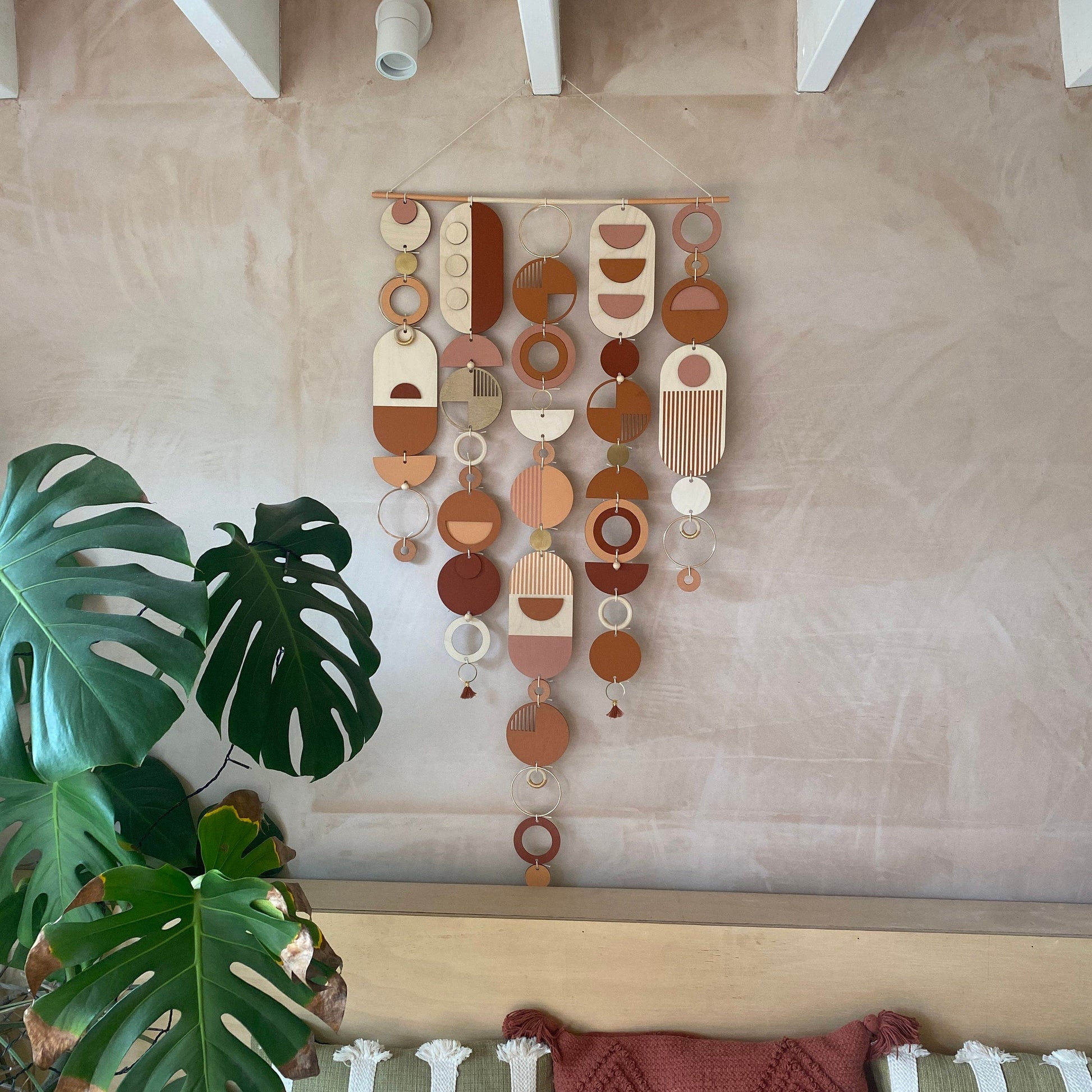 Large Modern Geometric Wall Art in Warm Tones