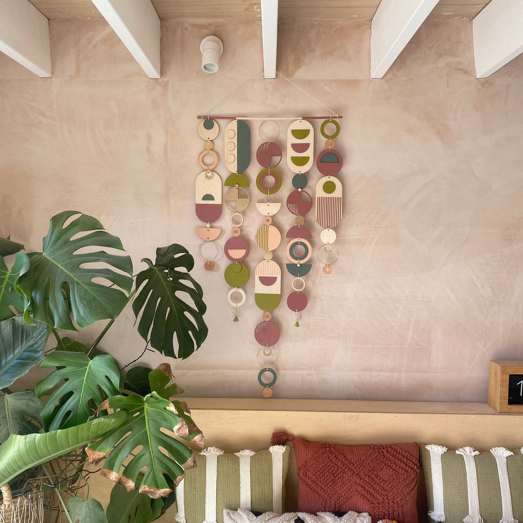 Geometric Wall Art Lime Green Large Bohemian Tapestry Mid Century Modern