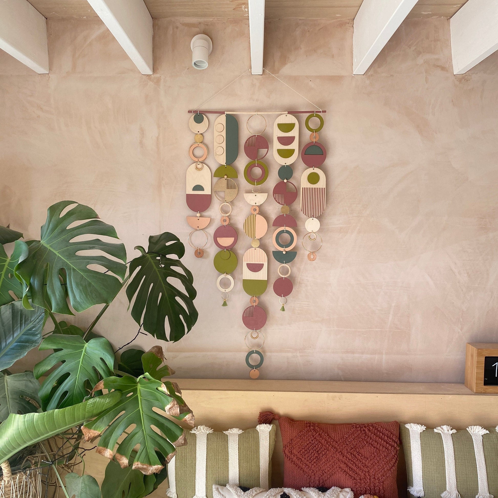 Geometric Wall Art Lime Green Large Bohemian Tapestry Mid Century Modern