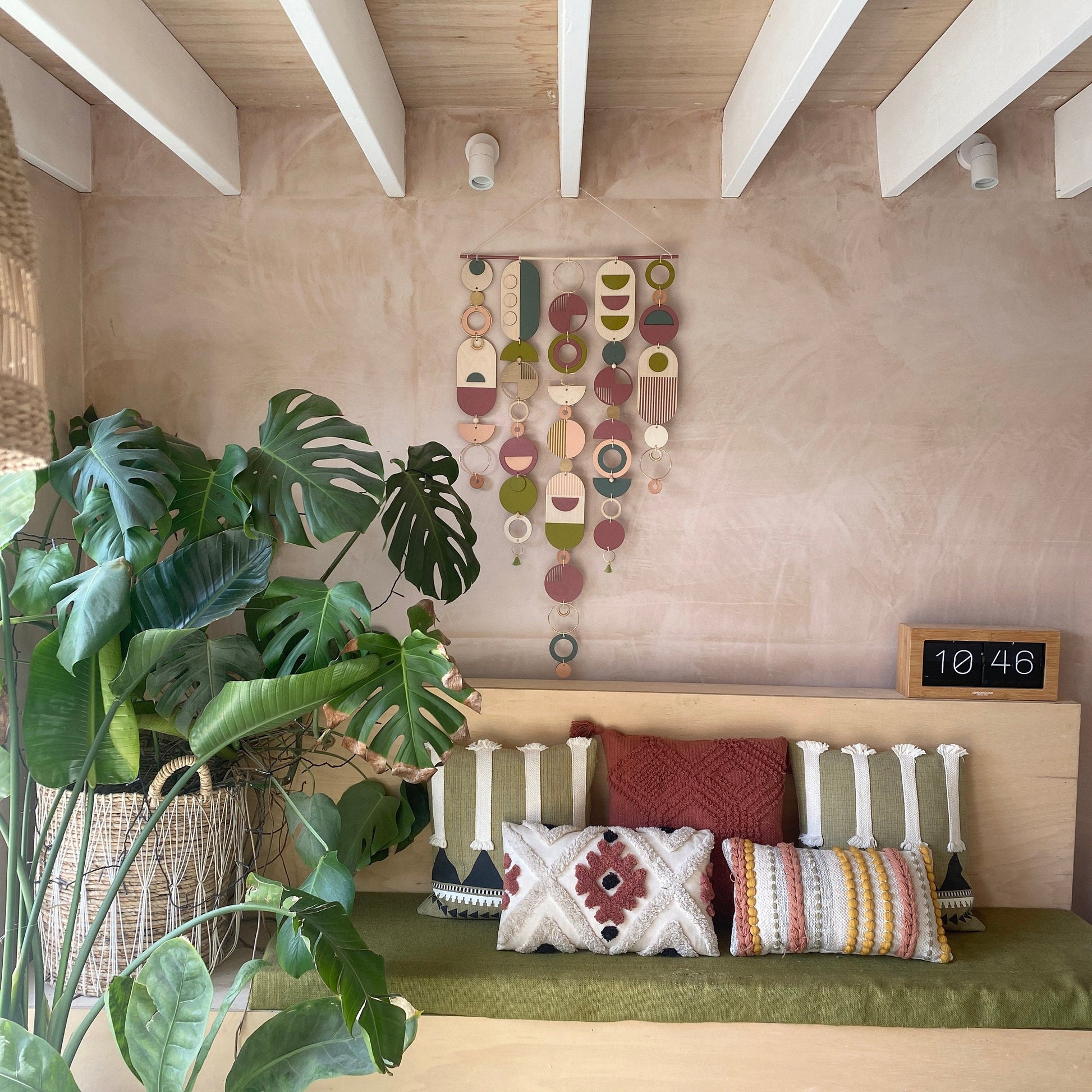 Geometric Wall Art Lime Green Large Bohemian Tapestry Mid Century Modern