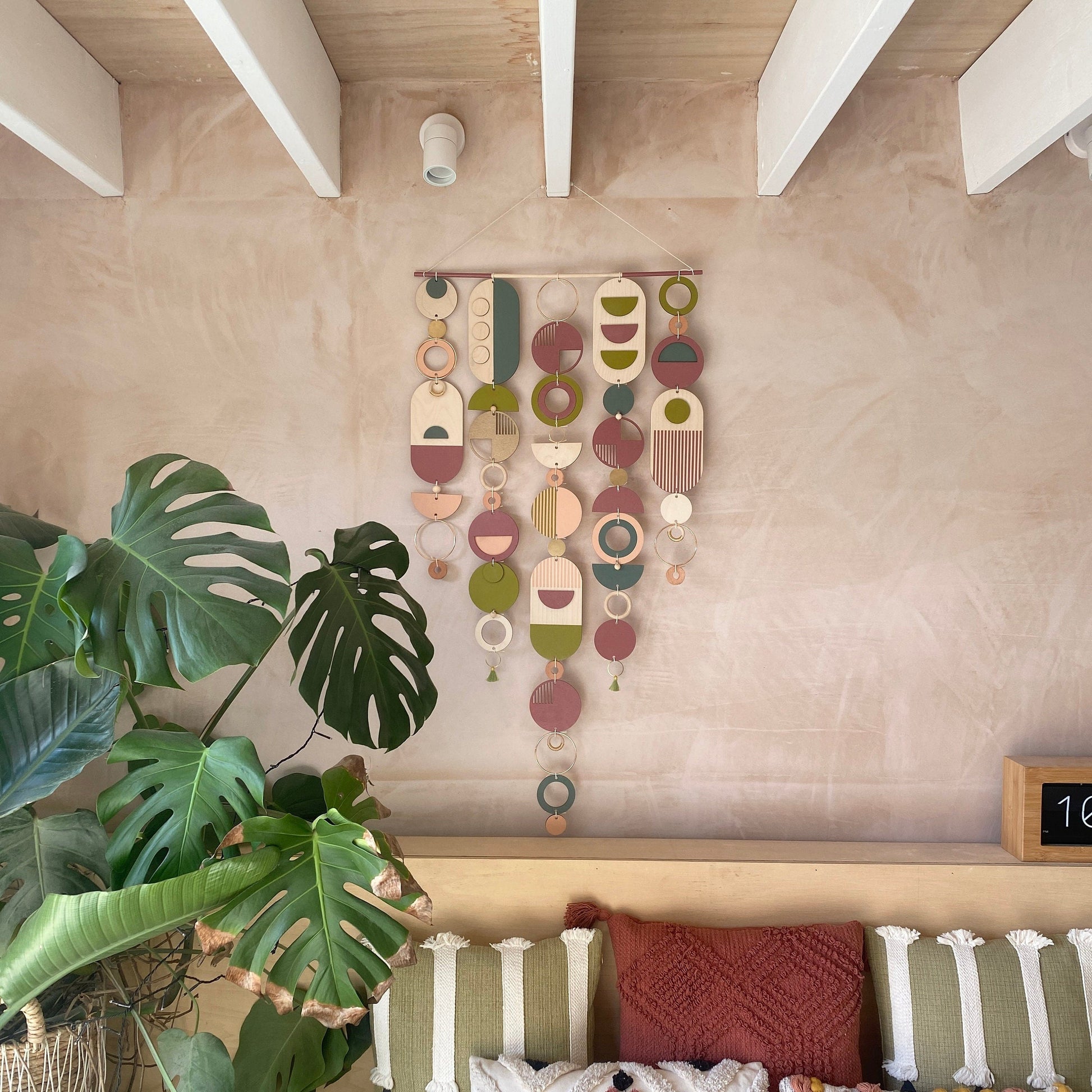 Geometric Wall Art Lime Green Large Bohemian Tapestry Mid Century Modern