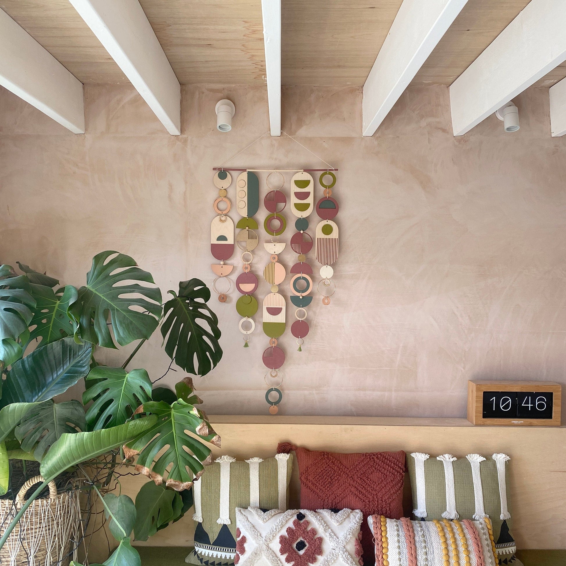 Geometric Wall Art Lime Green Large Bohemian Tapestry Mid Century Modern