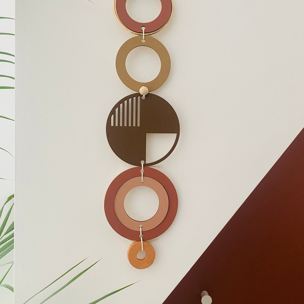 Brown Geometric Wall Art Modern Minimal Wooden Tapestry