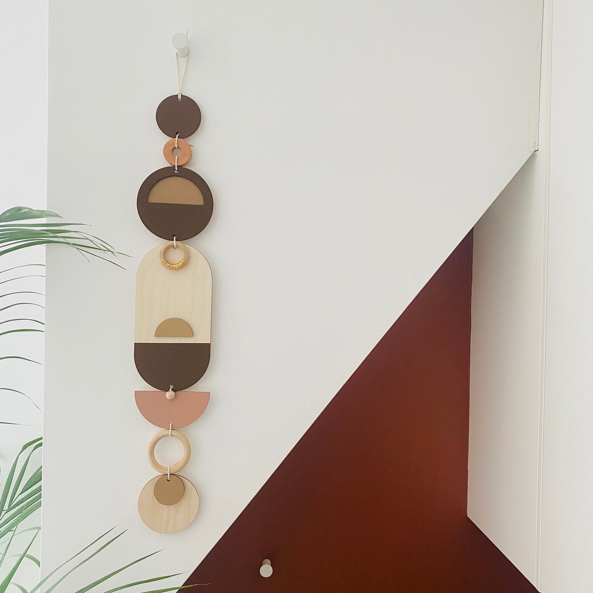 Brown Geometric Wall Art Modern Wooden Tapestry