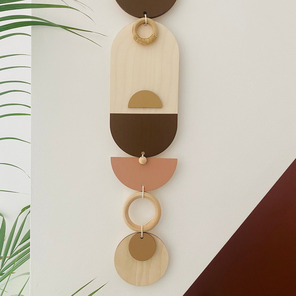 Brown Geometric Wall Art Modern Wooden Tapestry