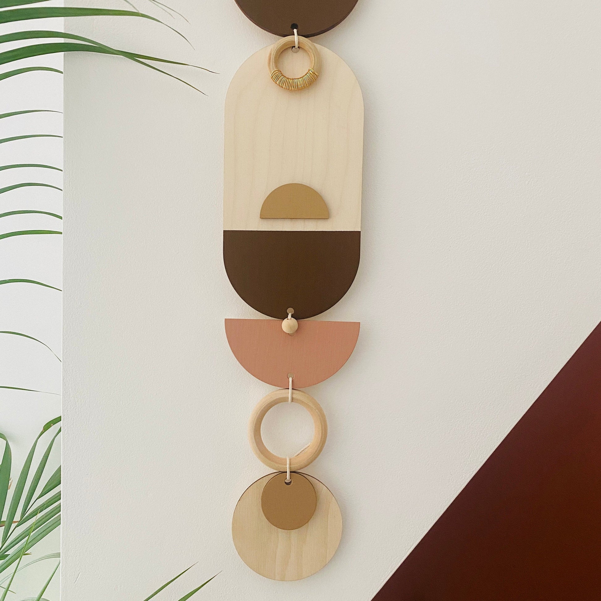 Brown Geometric Wall Art Modern Wooden Tapestry