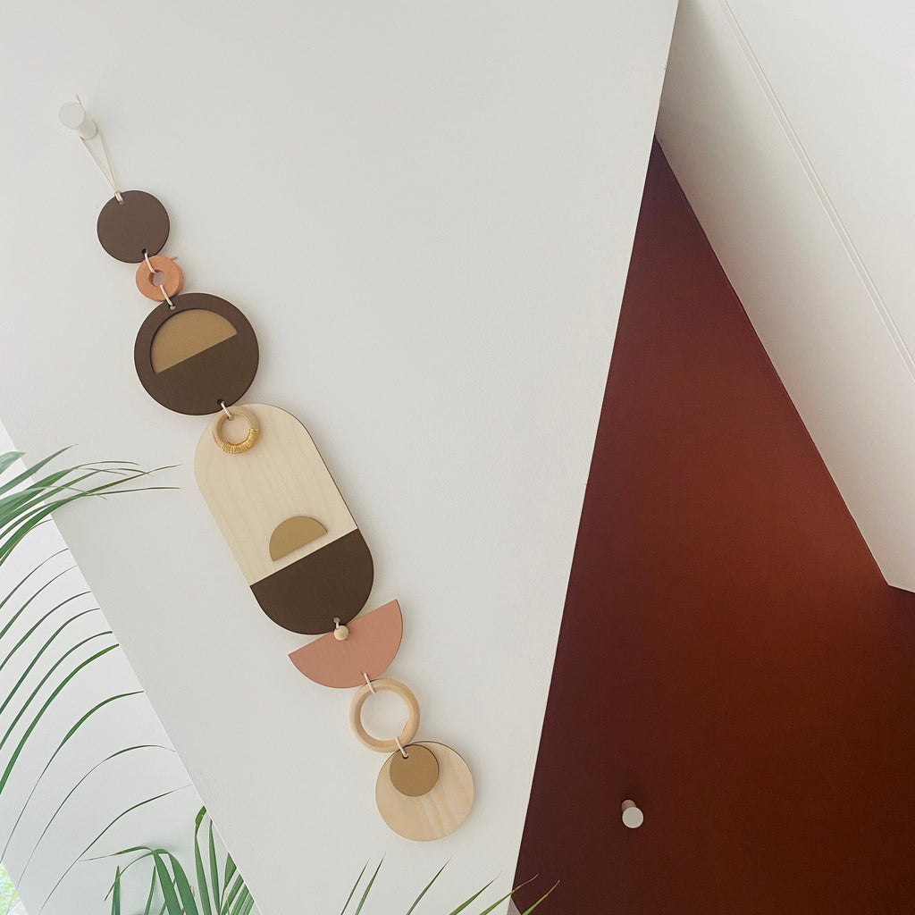 Brown Geometric Wall Art Modern Wooden Tapestry