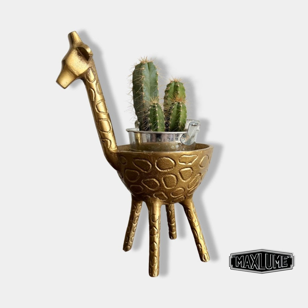 Brass Giraffe Planter Pot for Succulents and Indoor Plants