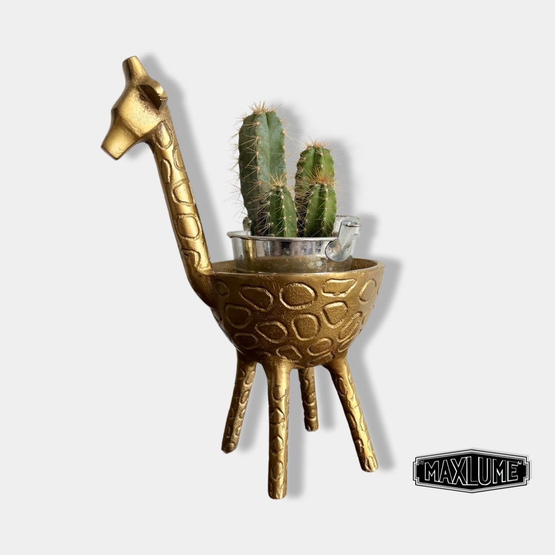 Brass Giraffe Planter Pot for Succulents and Indoor Plants