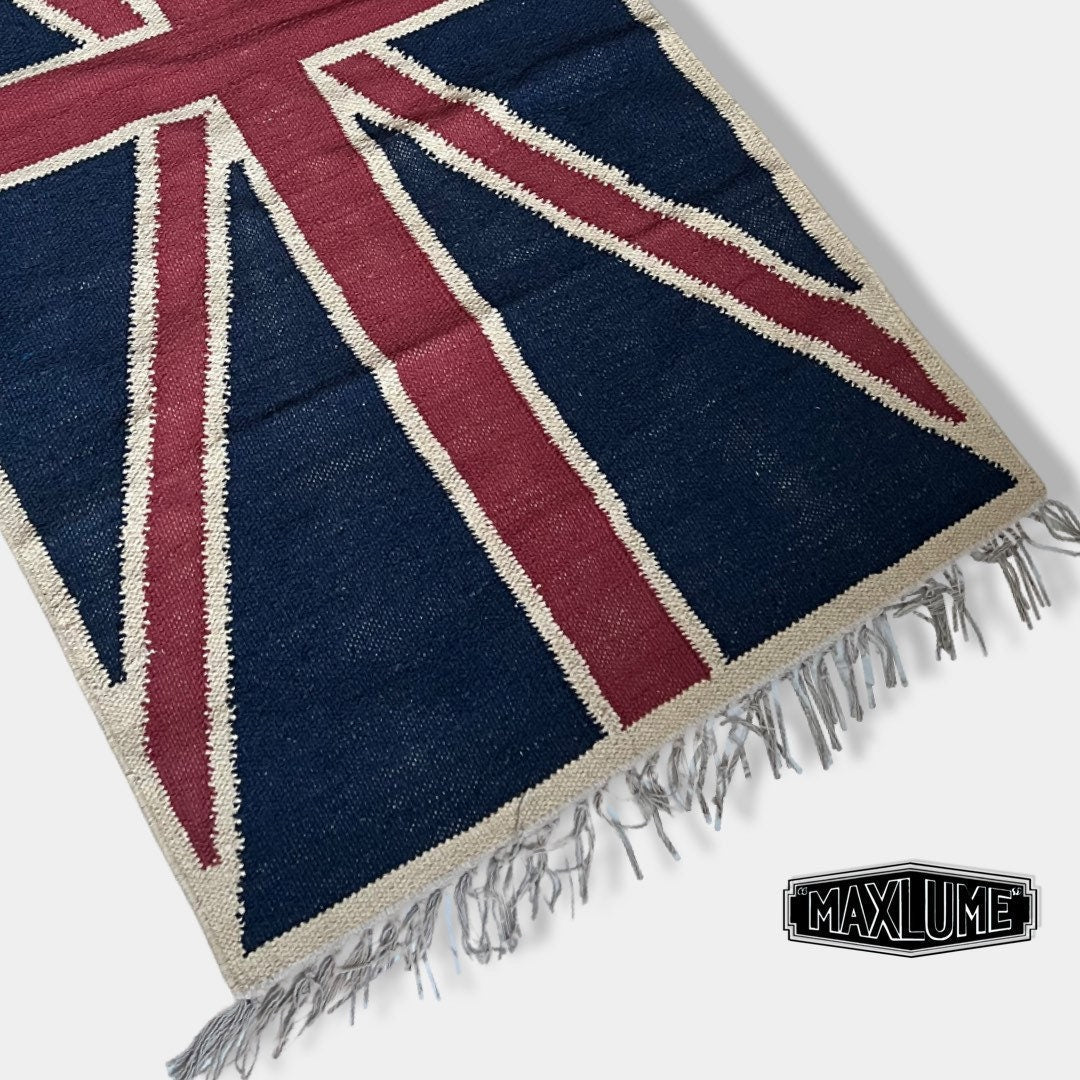 Union Jack Rug Handmade Jute British Flag Reversible 5ft x 2.5ft