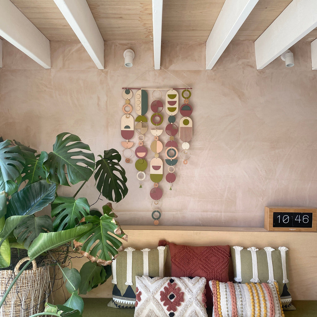 Geometric Wall Art Lime Green Large Bohemian Tapestry Mid Century Modern