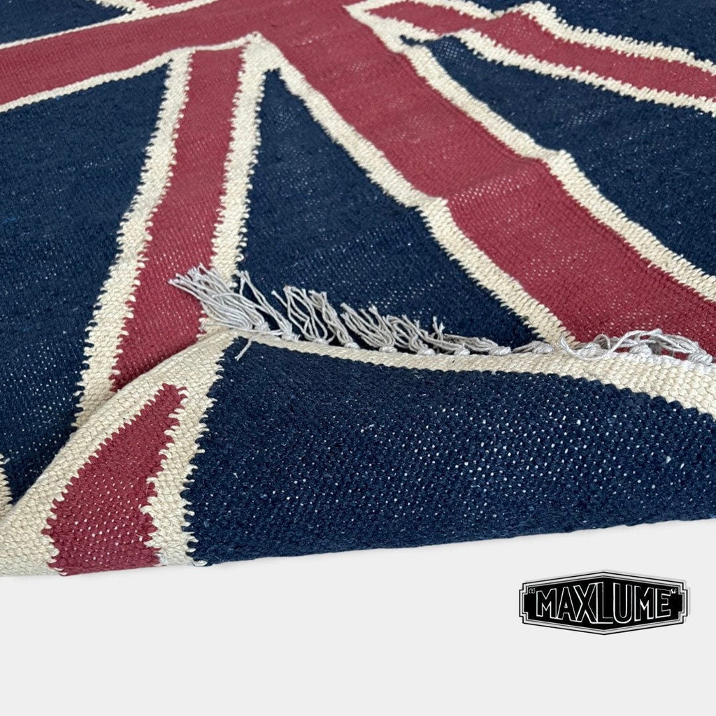 Union Jack Rug Handmade Jute British Flag Reversible 5ft x 2.5ft