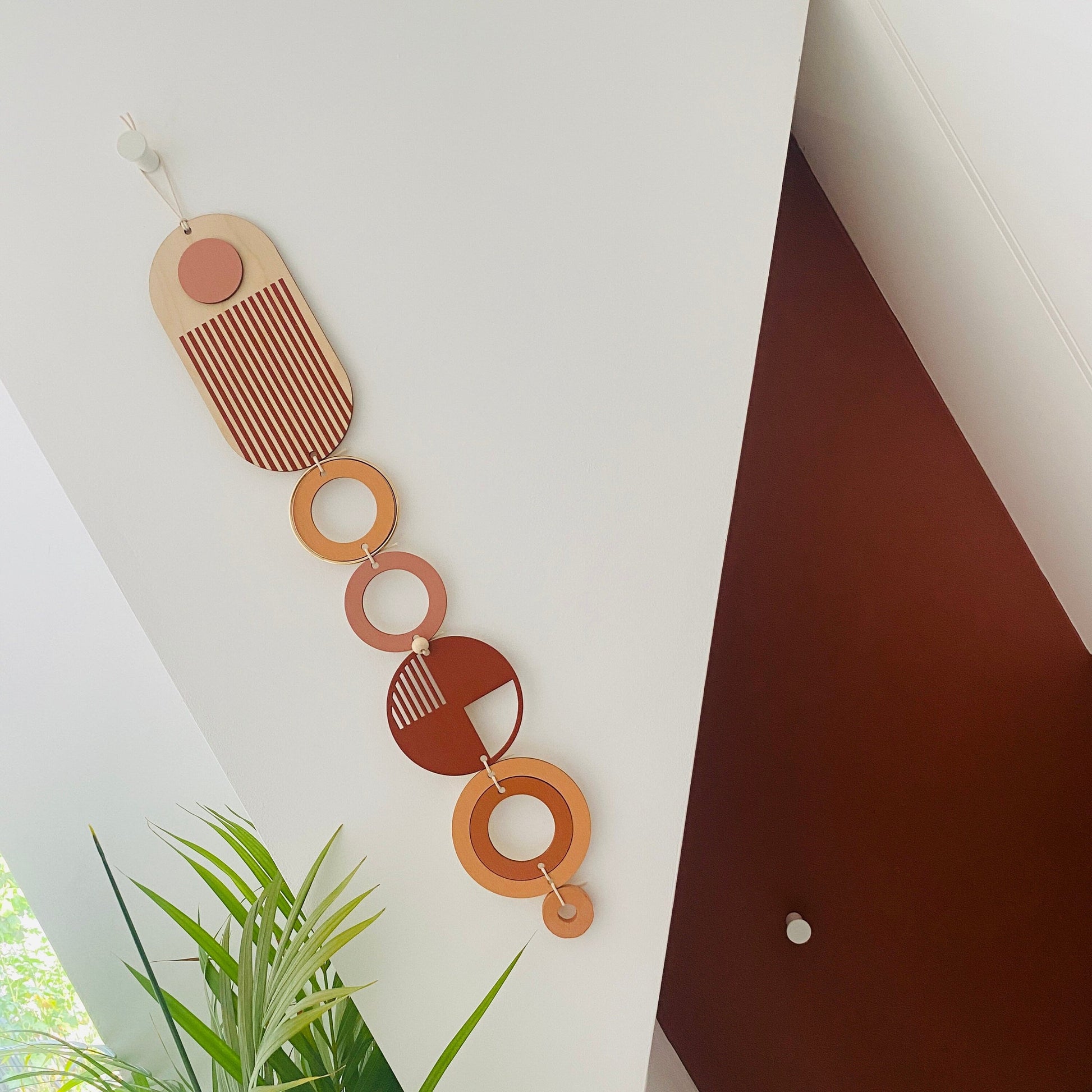 Geometric Wall Art Hanging Burnt Orange and Gold Modern Decor