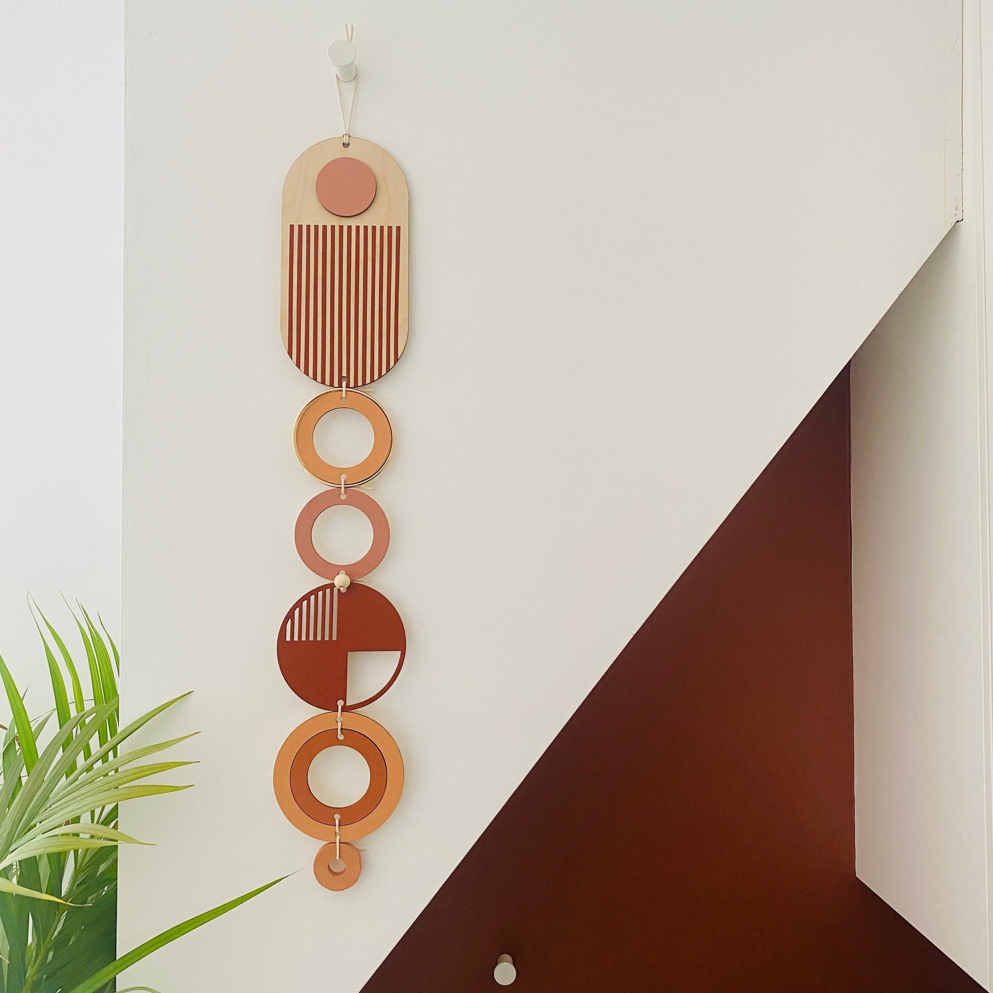 Geometric Wall Art Hanging Burnt Orange and Gold Modern Decor