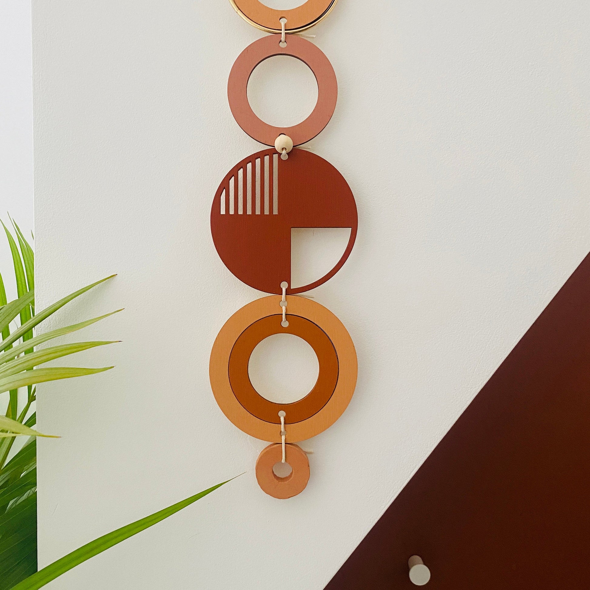 Geometric Wall Art Hanging Burnt Orange and Gold Modern Decor