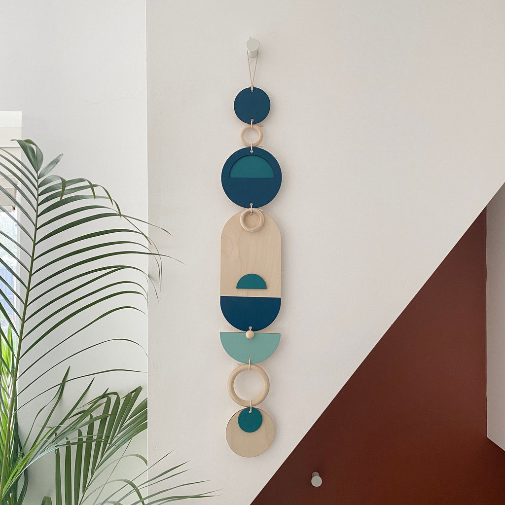 Blue Geometric Wall Art Modern Minimal Home Decor