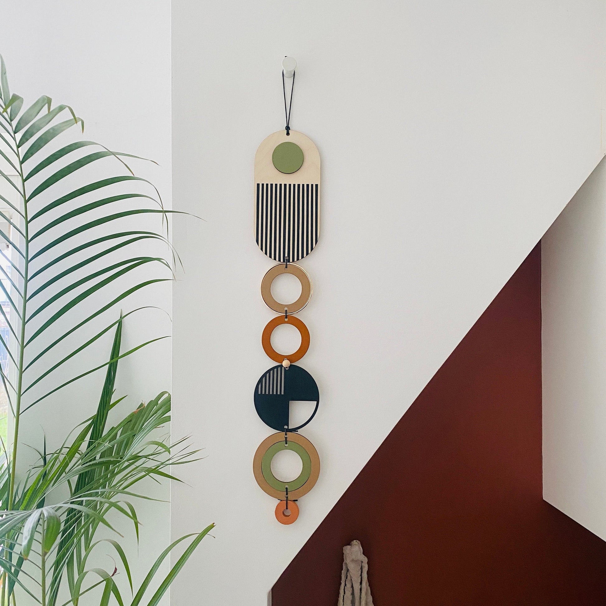 Modern Geometric Wall Art Hanging with Gold Metal Details