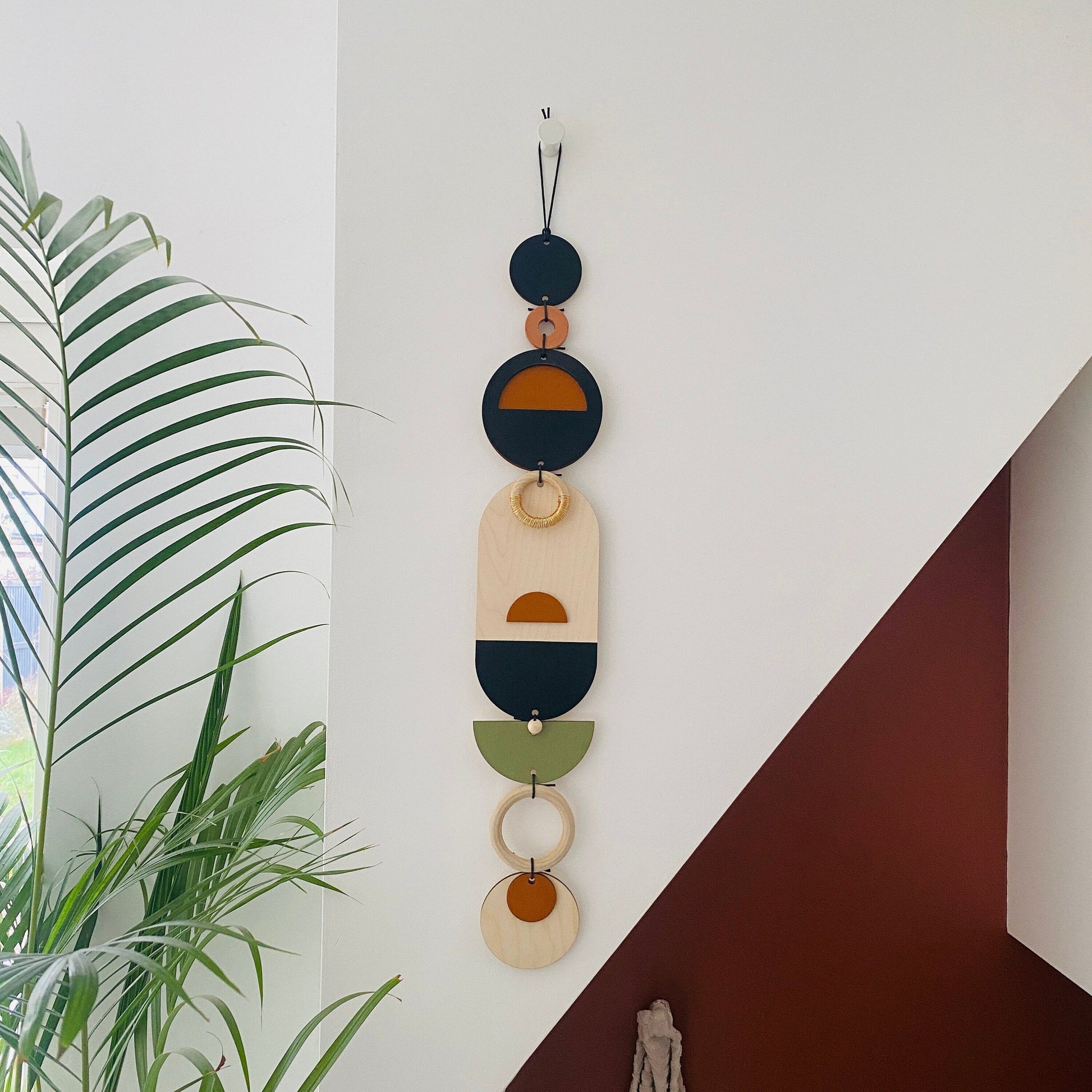 Modern Geometric Wall Art Handmade Wood Tapestry