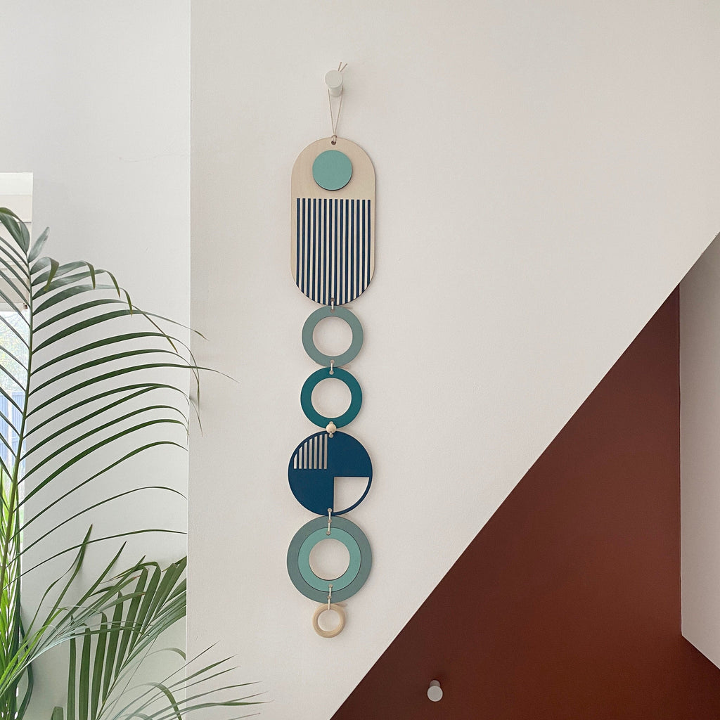 Blue Geometric Wall Art Handmade Modern Home Decor