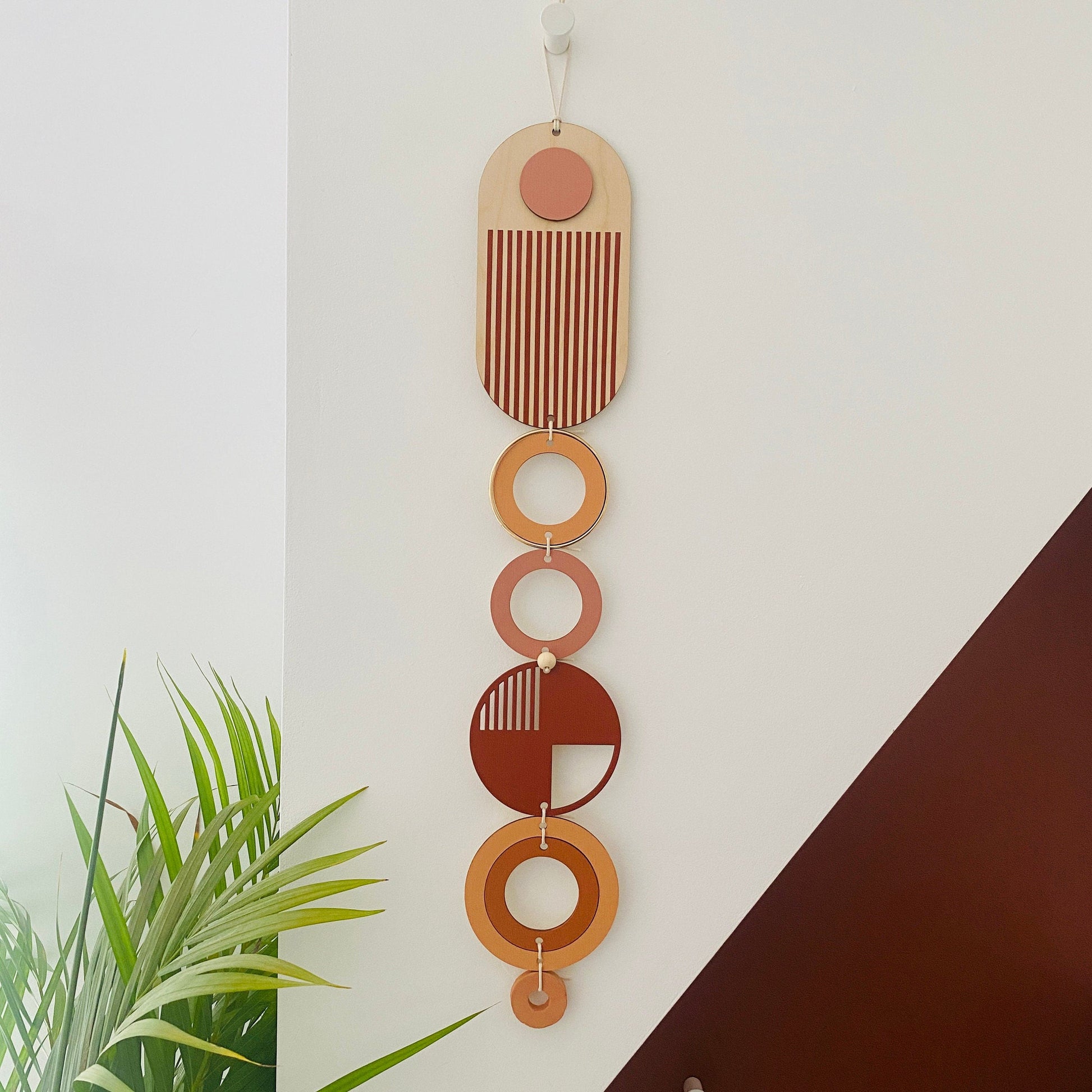 Geometric Wall Art Hanging Burnt Orange and Gold Modern Decor