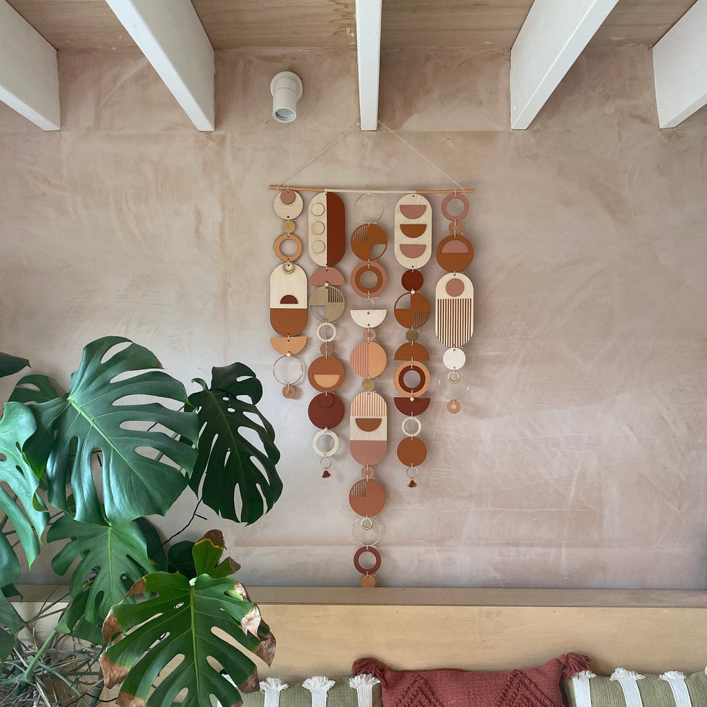 Large Modern Geometric Wall Art in Warm Tones